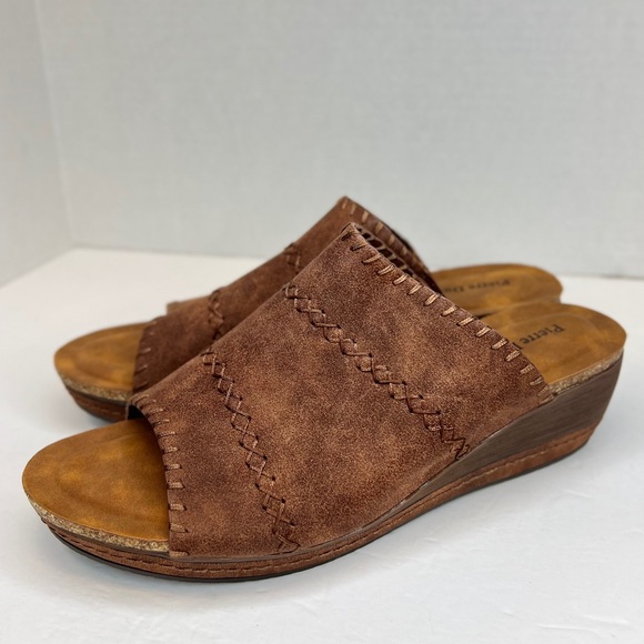 Pierre Dumas Impact-4 Wedge Sandal Sz 11 Women's Toffee Synthetic NWOT New - Picture 1 of 11
